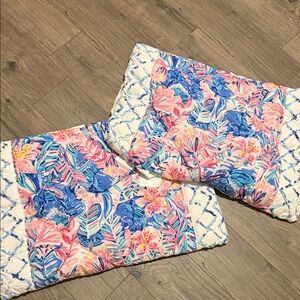 Lilly Pulitzer Blue & Pink Floral Quilted Pillow Shams - Pair